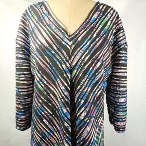DANA BUCHMAN WOMEN"S MULTI-COLOR LONG SLEEVE V-NECK TUNIC DRESS CASUAL TOP SZ XL